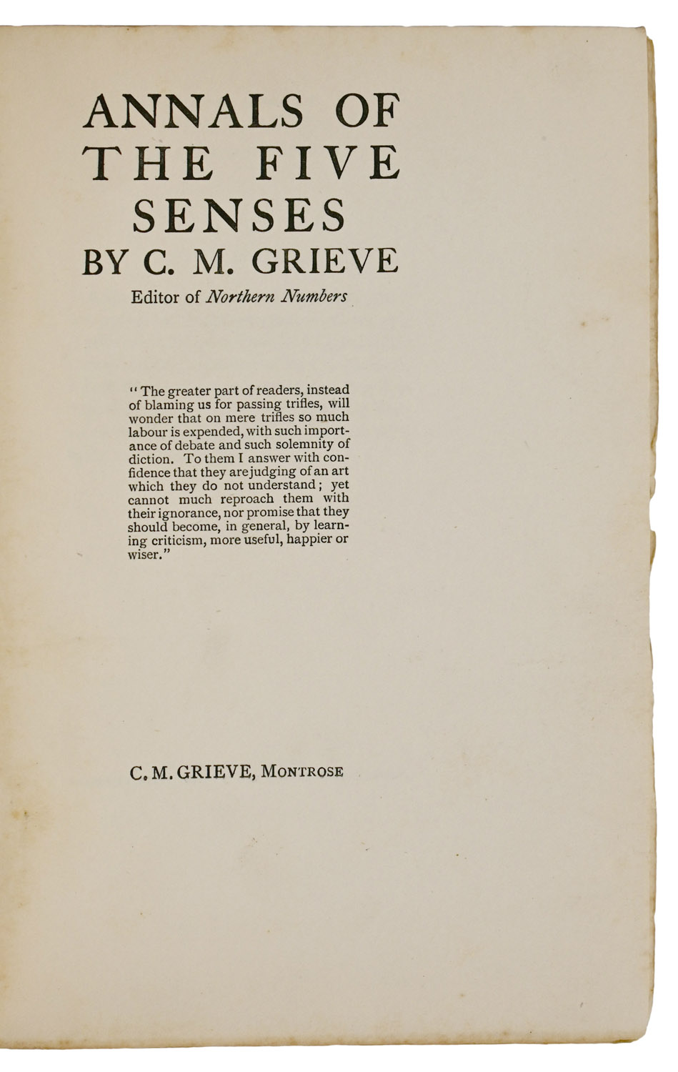 Annals of The Five Senses.