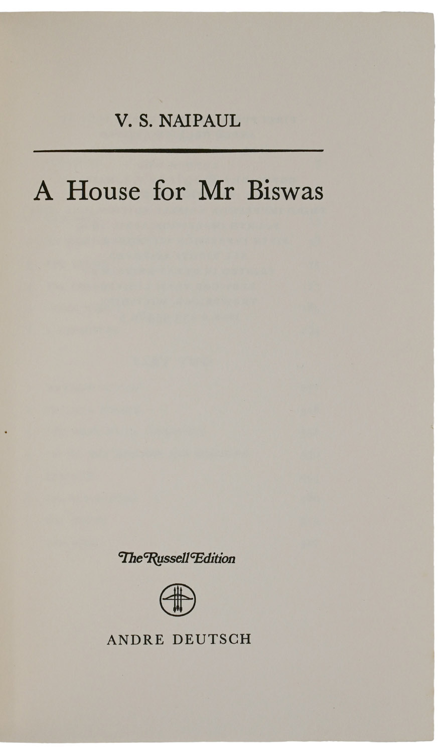 A House for Mr Biswas. The Russell Edition.
