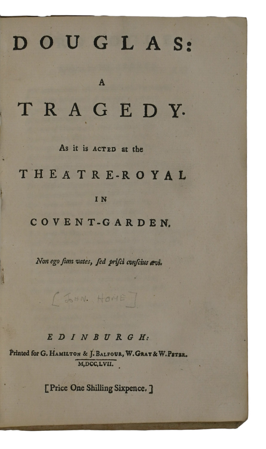 Douglas: a tragedy. As it is acted at the Theatre-Royal in Covent-Garden.