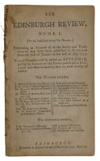 The Edinburgh Review. Numbr. 1. {To be Published every Six months} Containing an Account of all the Books and Pamphlets that have been published in Scotland from the first of January to the first of July 1755. To each Number will be added an Appendix, giving an Account of the Books published in England and other Countries, that are most worthy of notice. [And:] The Edinburgh Review, from July 1755 to January 1756. [Caption title]. [All published].
