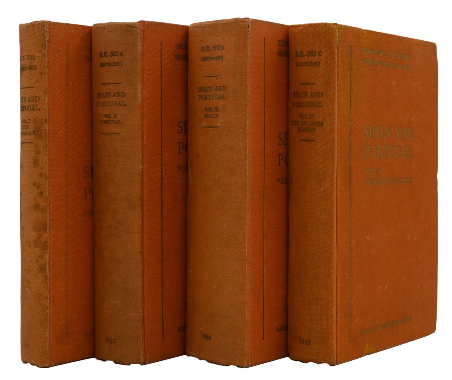 Spain And Portugal. B.R. 502 Geographical Handbook Series. Volume 1: The Peninsula; Volume 2: Portugal; Volume 3: Spain; Volume 4: The Atlantic Islands.