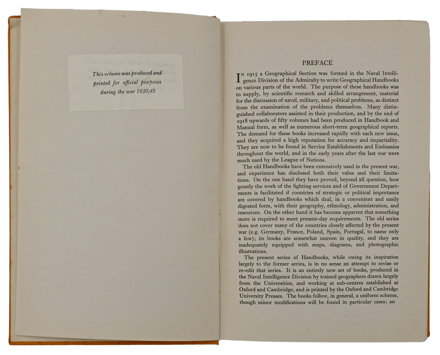 Spain And Portugal. B.R. 502 Geographical Handbook Series. Volume 1: The Peninsula; Volume 2: Portugal; Volume 3: Spain; Volume 4: The Atlantic Islands.