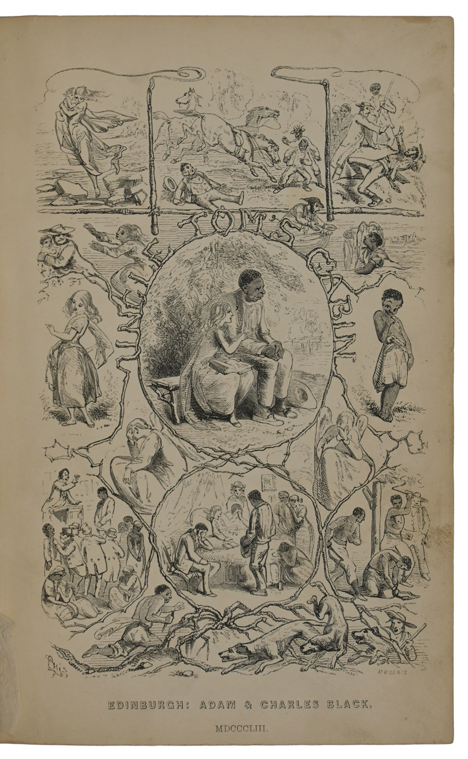 Uncle Tom's Cabin, or Life Among The Lowly. New Illustrated Edition, with Frontispiece by John Gilbert, Ornamental title-page by Phiz, and 130 Engravings on Wood by Matthew Urlwin Sears.