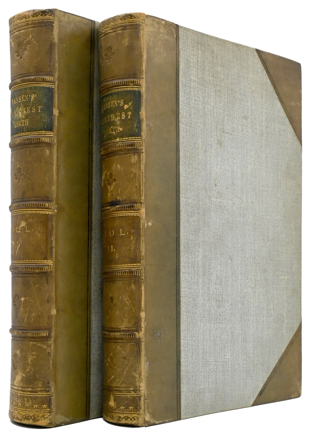 'Farthest North' Being The Record of a Voyage of Exploration of the Ship Fram, 1893-96 and of a fifteen months' Sleigh Journey... About one hundred and twenty full page and numerous text illustrations and coloured plate in facsimile from Dr. Nansen's own sketches.