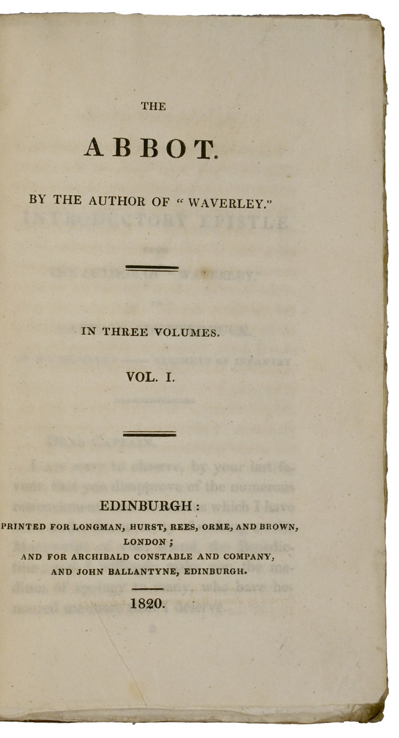 The Abbot. In Three Volumes.